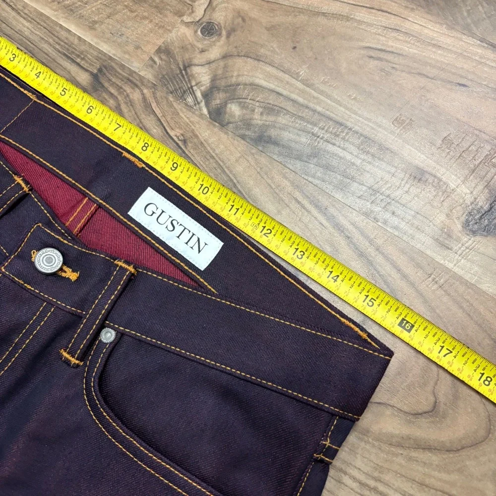 Gustin Jeans Mens 33x34 Red Fire Slim Fit Selvedge Denim #321 USA UNWASHED